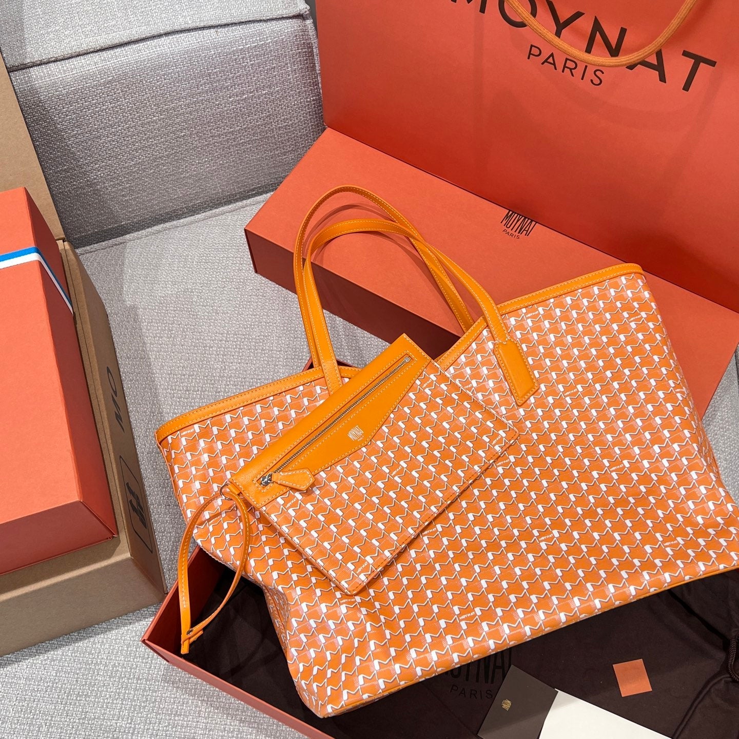 MOYNAT M CANVAS TOTE ORANGE BAG GM
