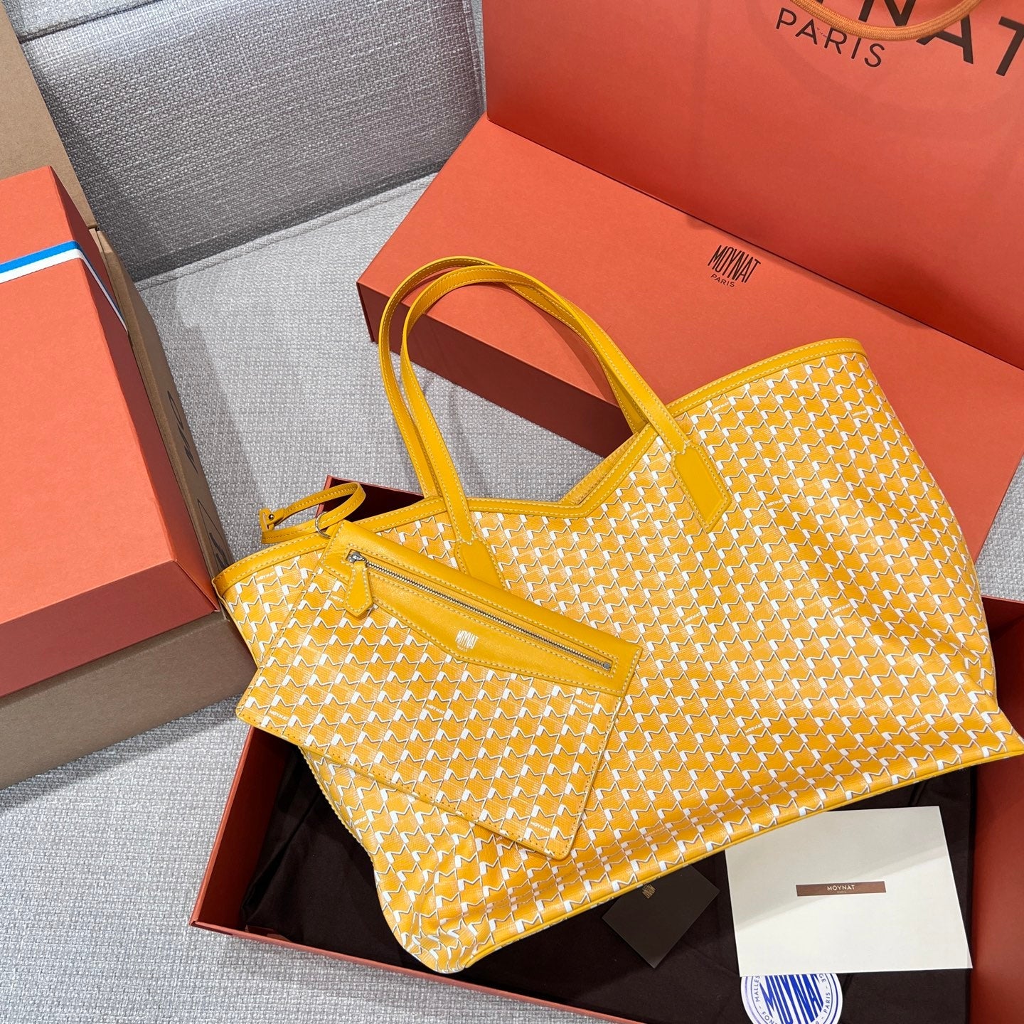 MOYNAT M CANVAS TOTE LEMON YELLOW BAG GM