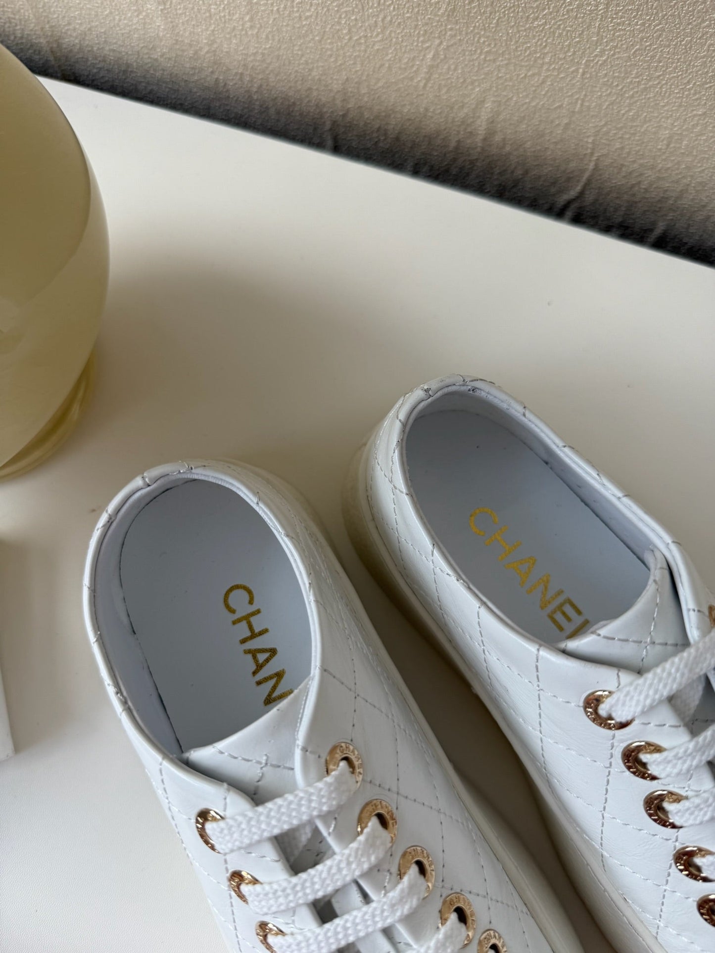 CHANEL WHITE DIAMOND PATTREN BISCUIT WOMEN SHOES