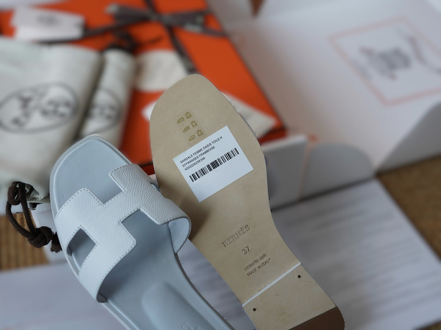 HERMES ORAN WOMEN WHITE SANDALS