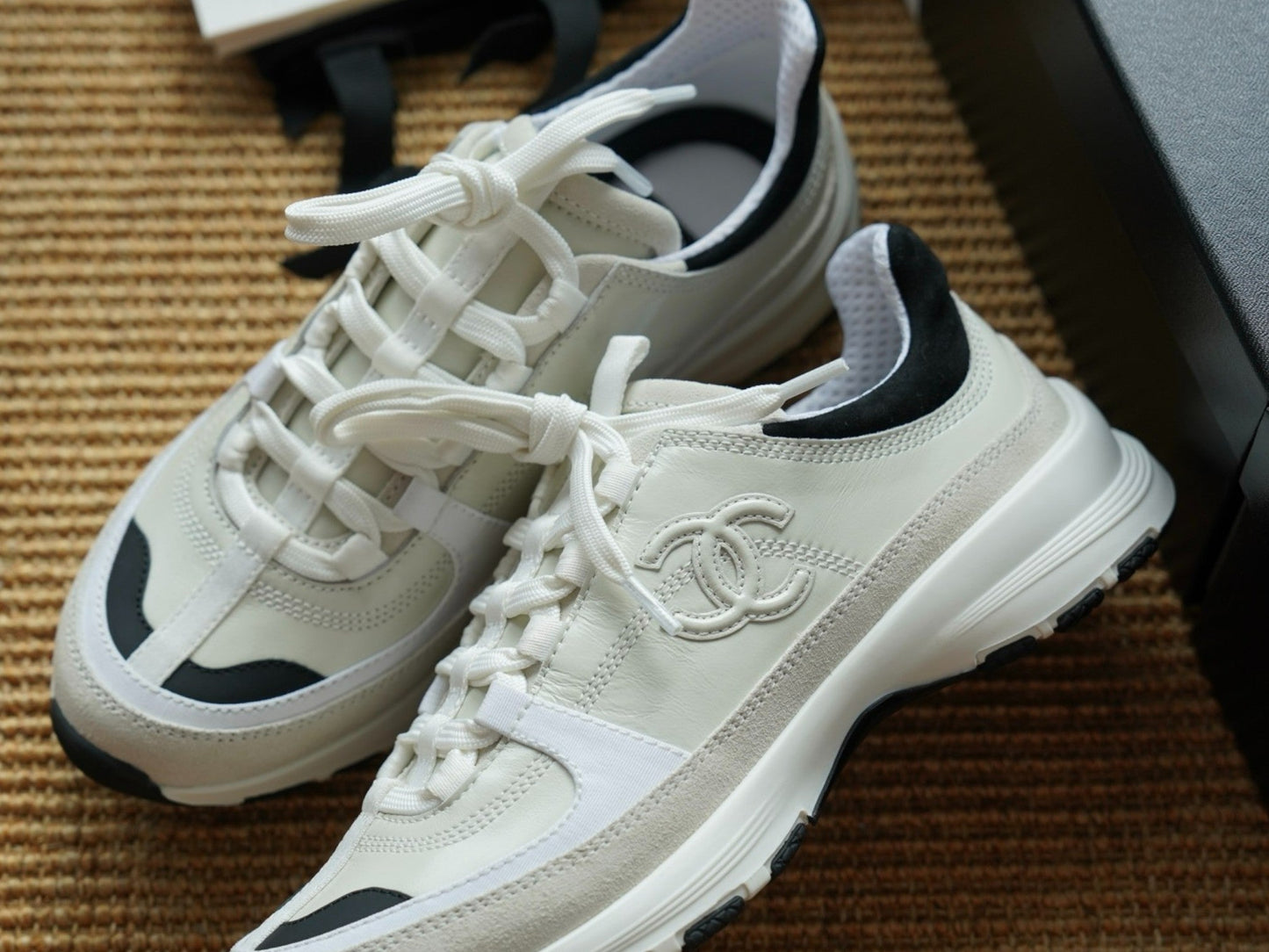 CHANEL CALFSKIN SUEDE WOMEN WHITE TRAINERS