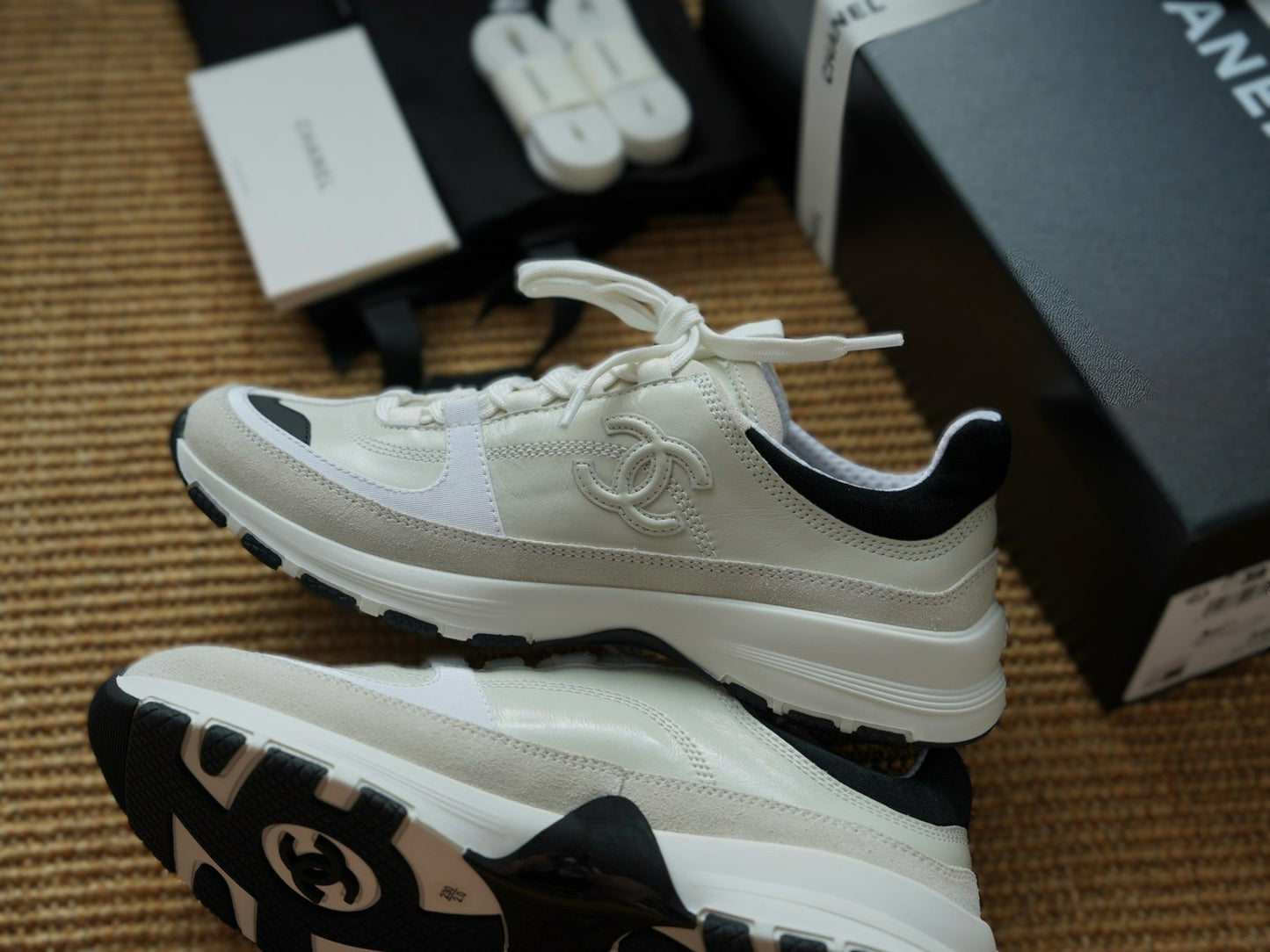CHANEL CALFSKIN SUEDE WOMEN WHITE TRAINERS