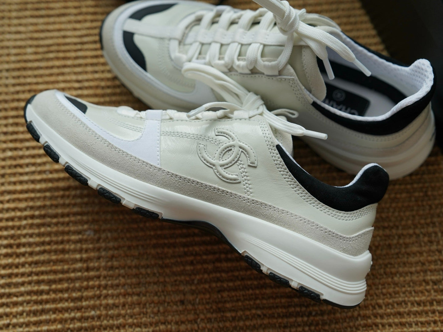 CHANEL CALFSKIN SUEDE WOMEN WHITE TRAINERS
