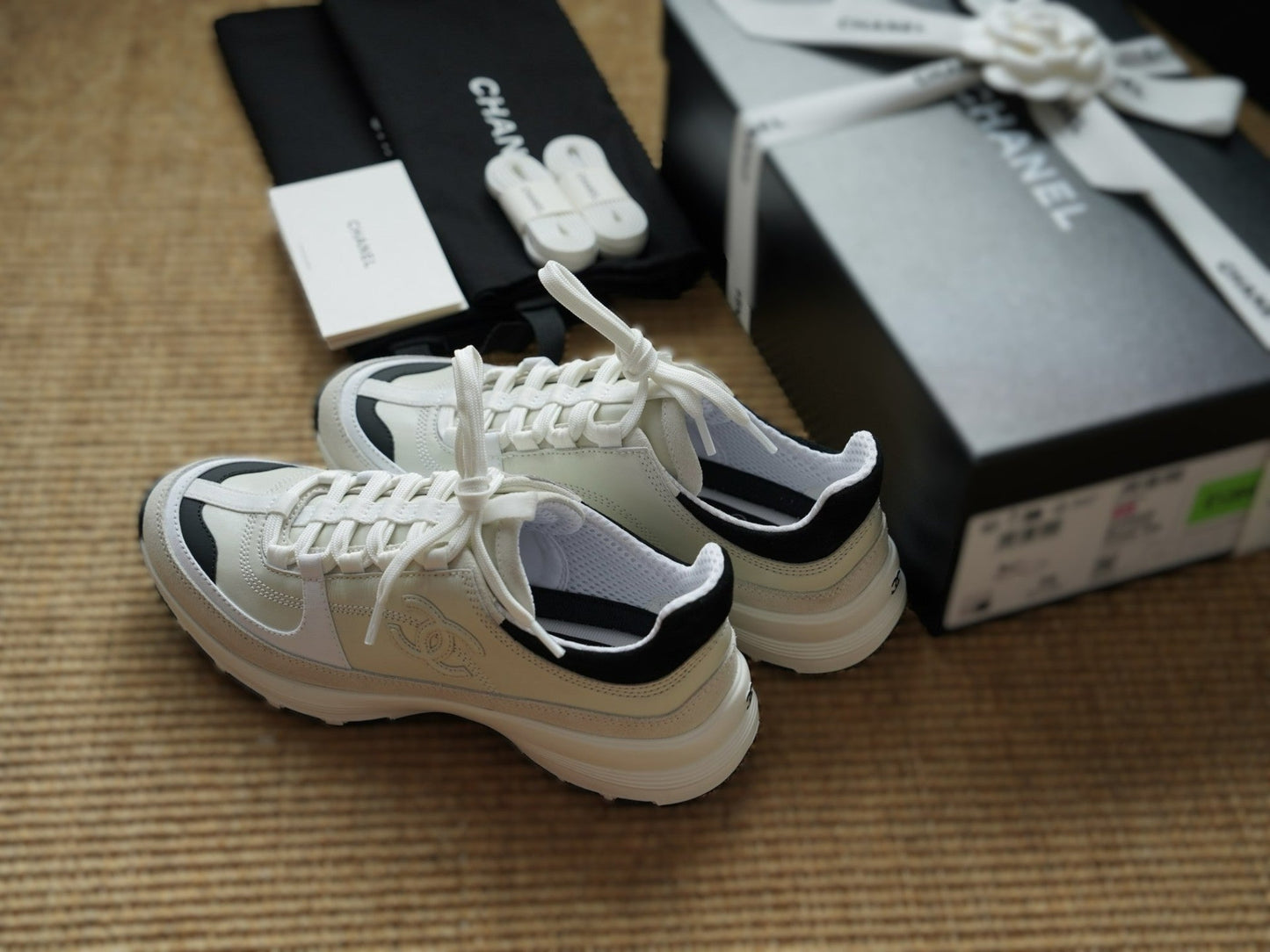 CHANEL CALFSKIN SUEDE WOMEN WHITE TRAINERS