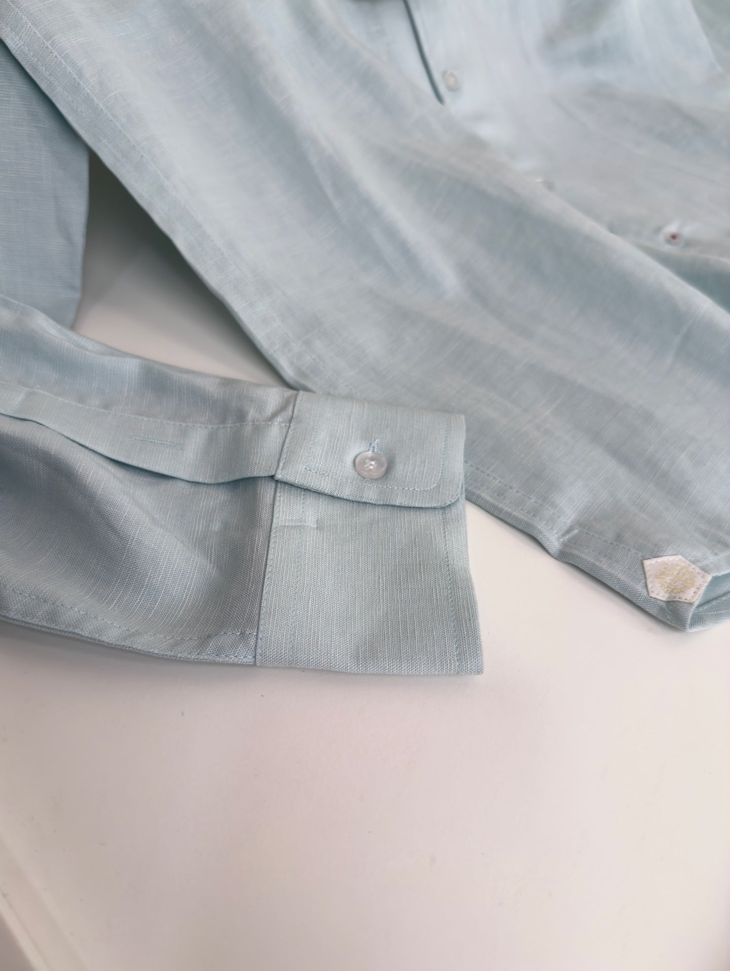 LORO PIANA MEN BLUE LINEN SHIRT