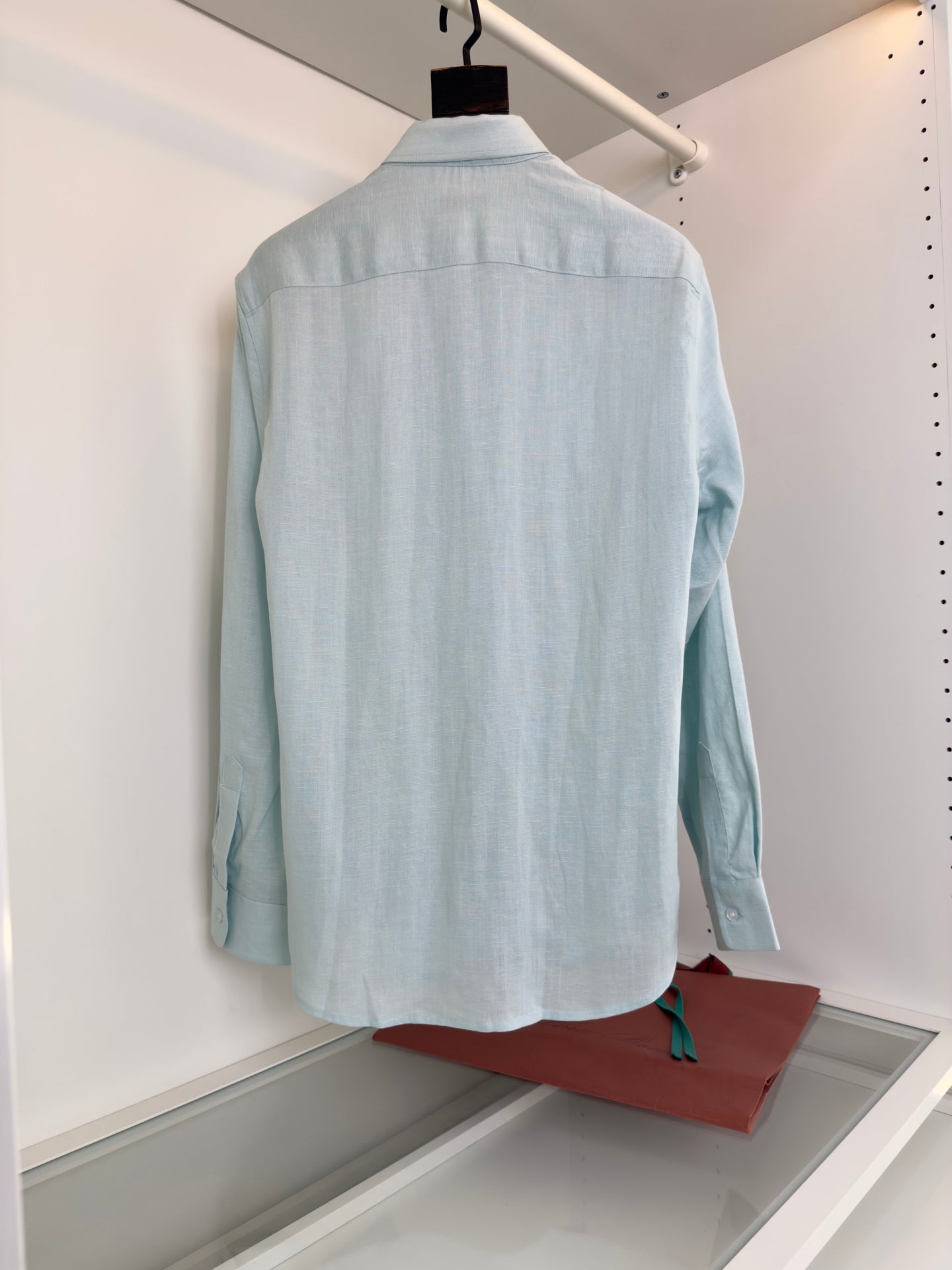 LORO PIANA MEN BLUE LINEN SHIRT