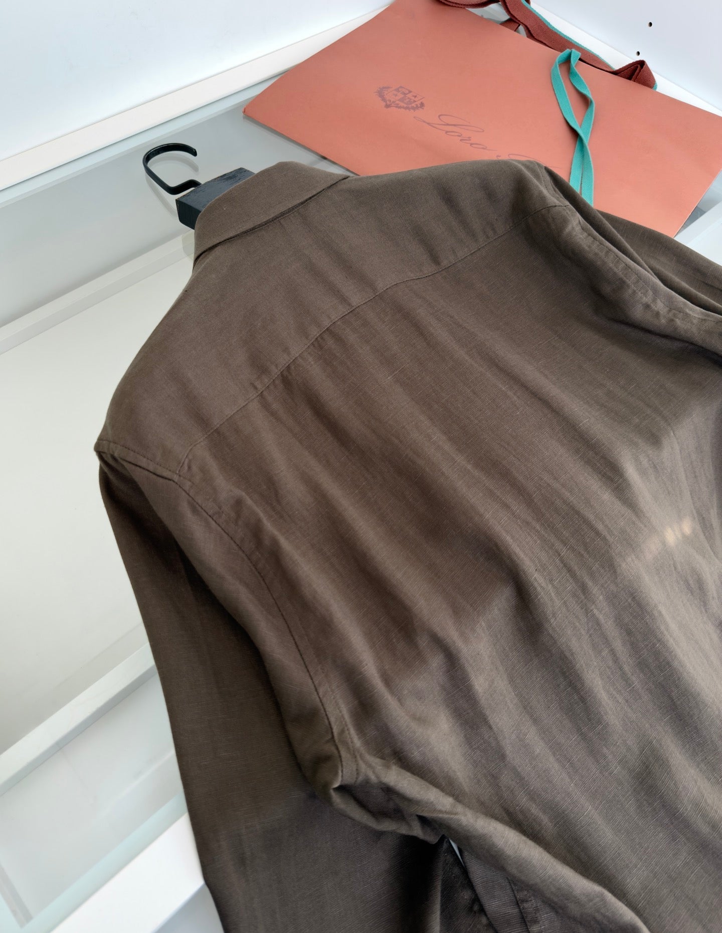 LORO PIANA MEN KHAKI LINEN SHIRT