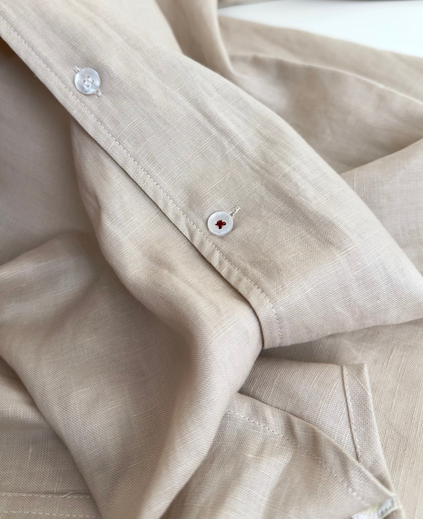LORO PIANA MEN BEIGE LINEN SHIRT
