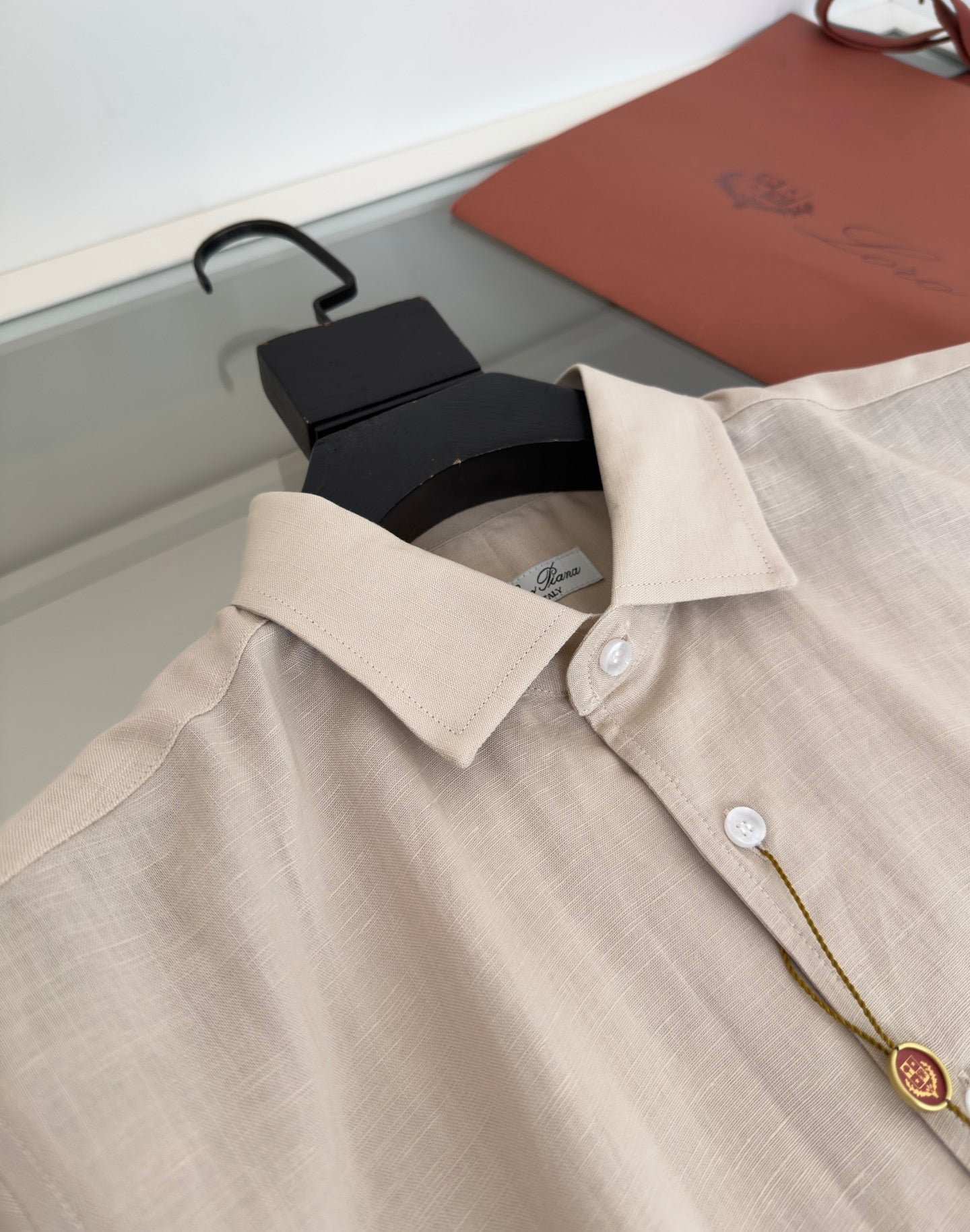 LORO PIANA MEN BEIGE LINEN SHIRT