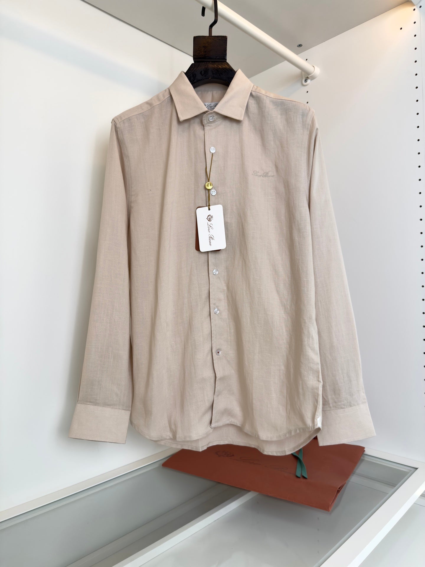 LORO PIANA MEN BEIGE LINEN SHIRT