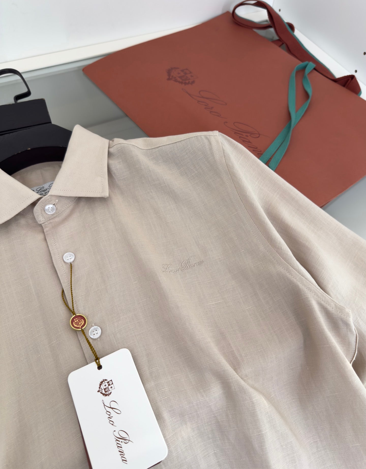 LORO PIANA MEN BEIGE LINEN SHIRT