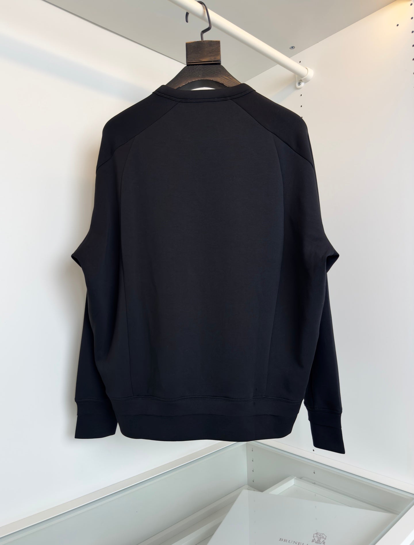 BRUNELLO CUCINELLI MINIMALIST STRUCTURAL GEOMETRIC CUTTING BLACK SWEATSHIRT