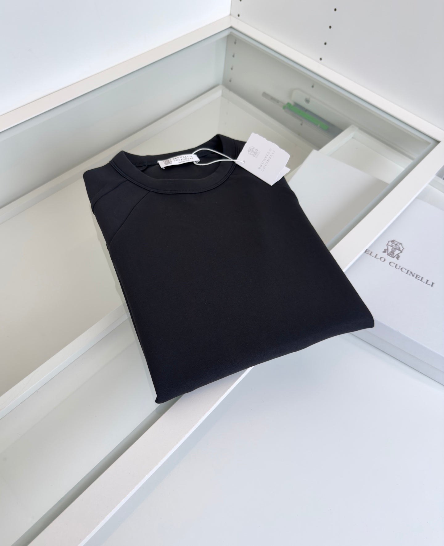 BRUNELLO CUCINELLI MINIMALIST STRUCTURAL GEOMETRIC CUTTING BLACK SWEATSHIRT