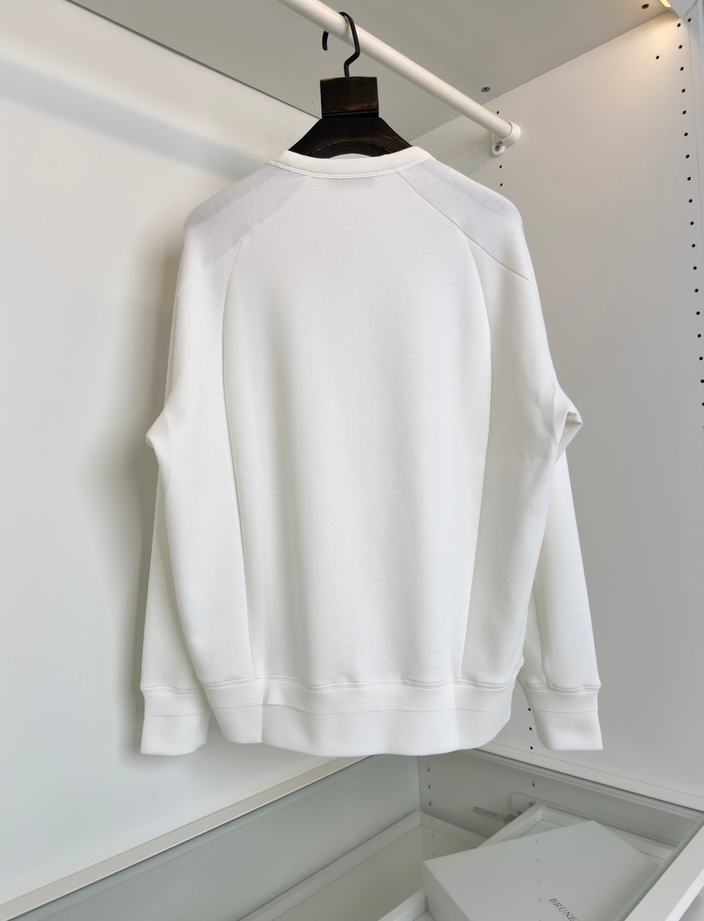 BRUNELLO CUCINELLI MINIMALIST STRUCTURAL GEOMETRIC CUTTING WHITE SWEATSHIRT