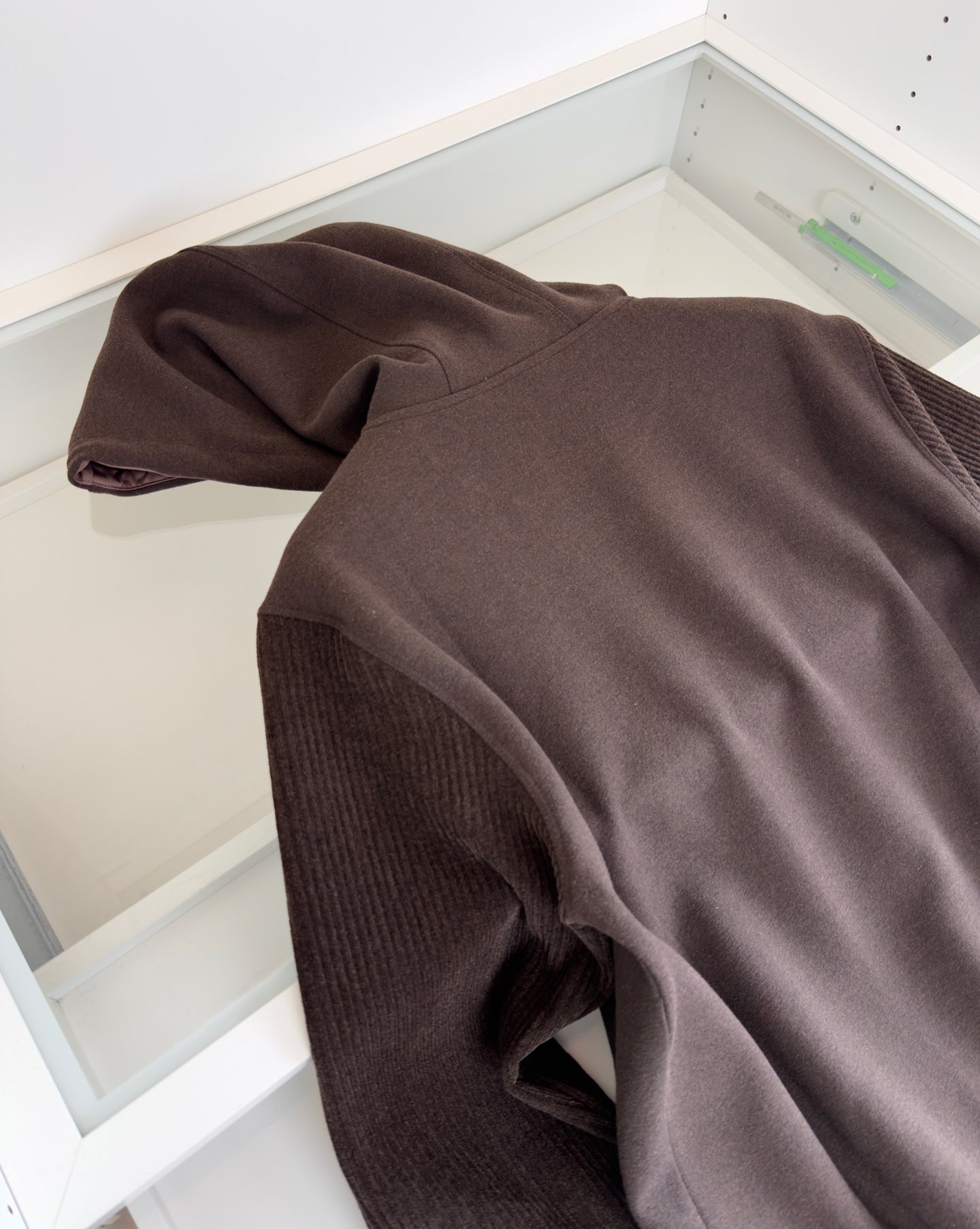 LOEWE WOOL BLEND PATCHWORK CHOCOLATE BROWN HOODIE