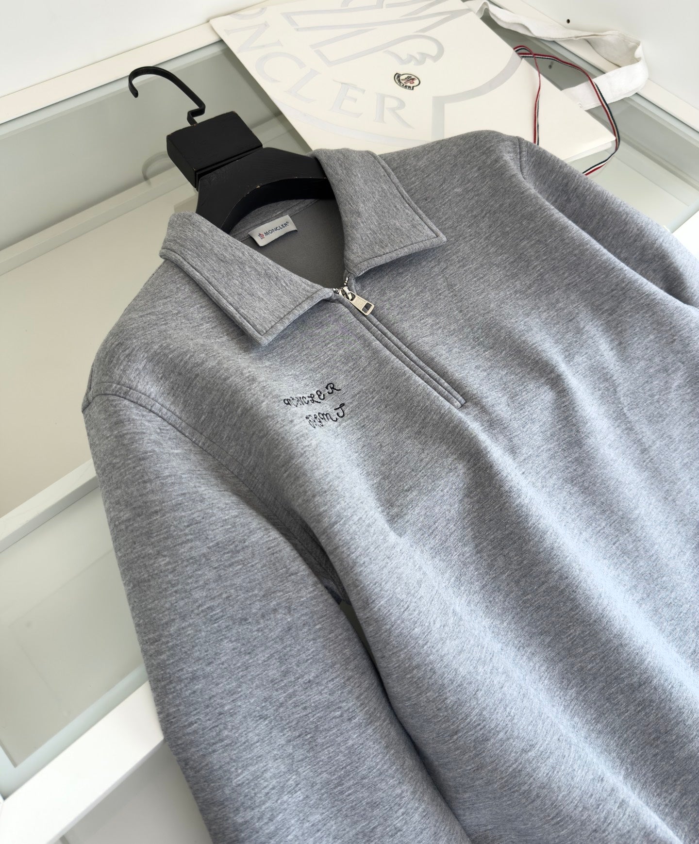 MONCLER X FRGMT ZIP-UP COTTON GREY SWEATSHIRT