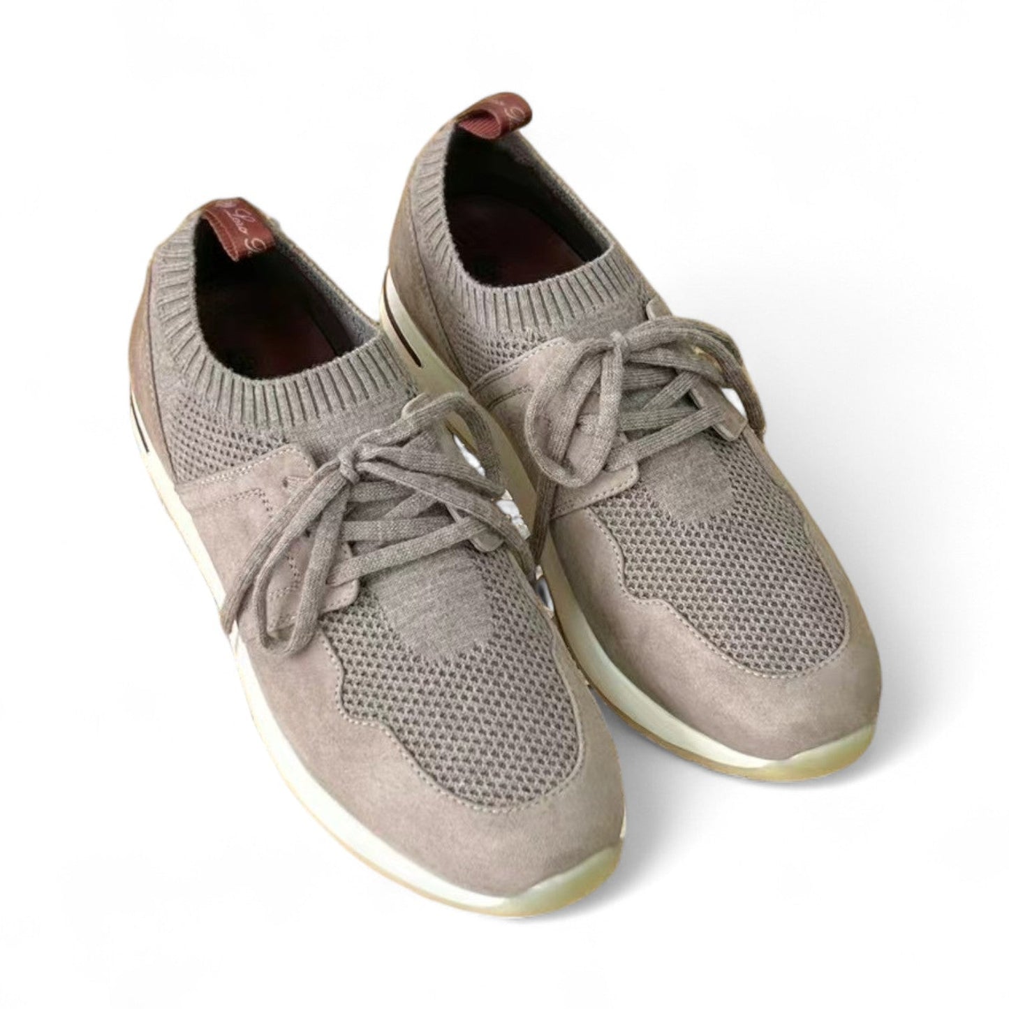 LORO PIANA FLEXY SUEDE KINTTED WOOL CAMMEL SNEAKERS