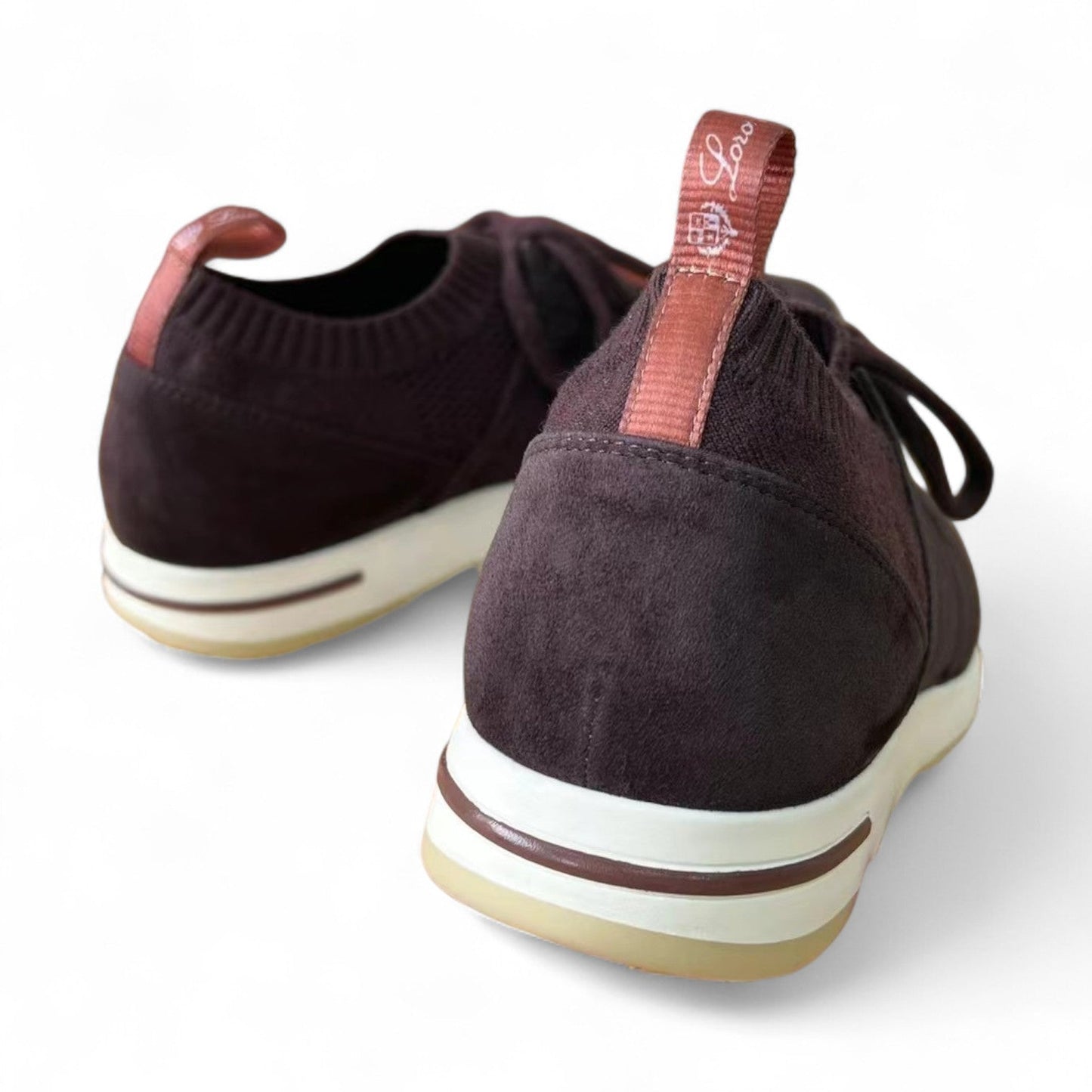 LORO PIANA FLEXY SUEDE KINTTED WOOL DARK BURGUNDY SNEAKERS