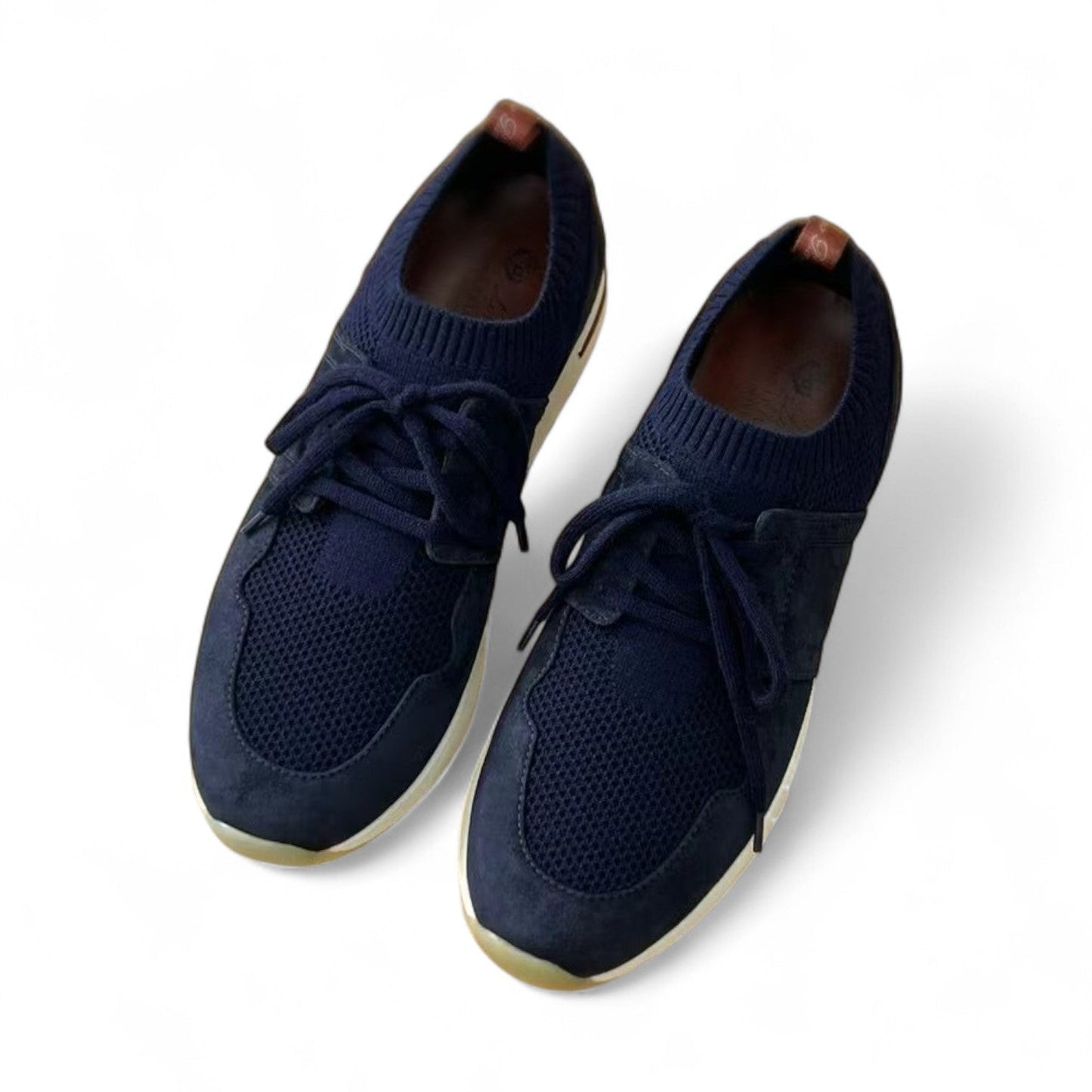 LORO PIANA FLEXY SUEDE KINTTED WOOL DARK BLUE SNEAKERS