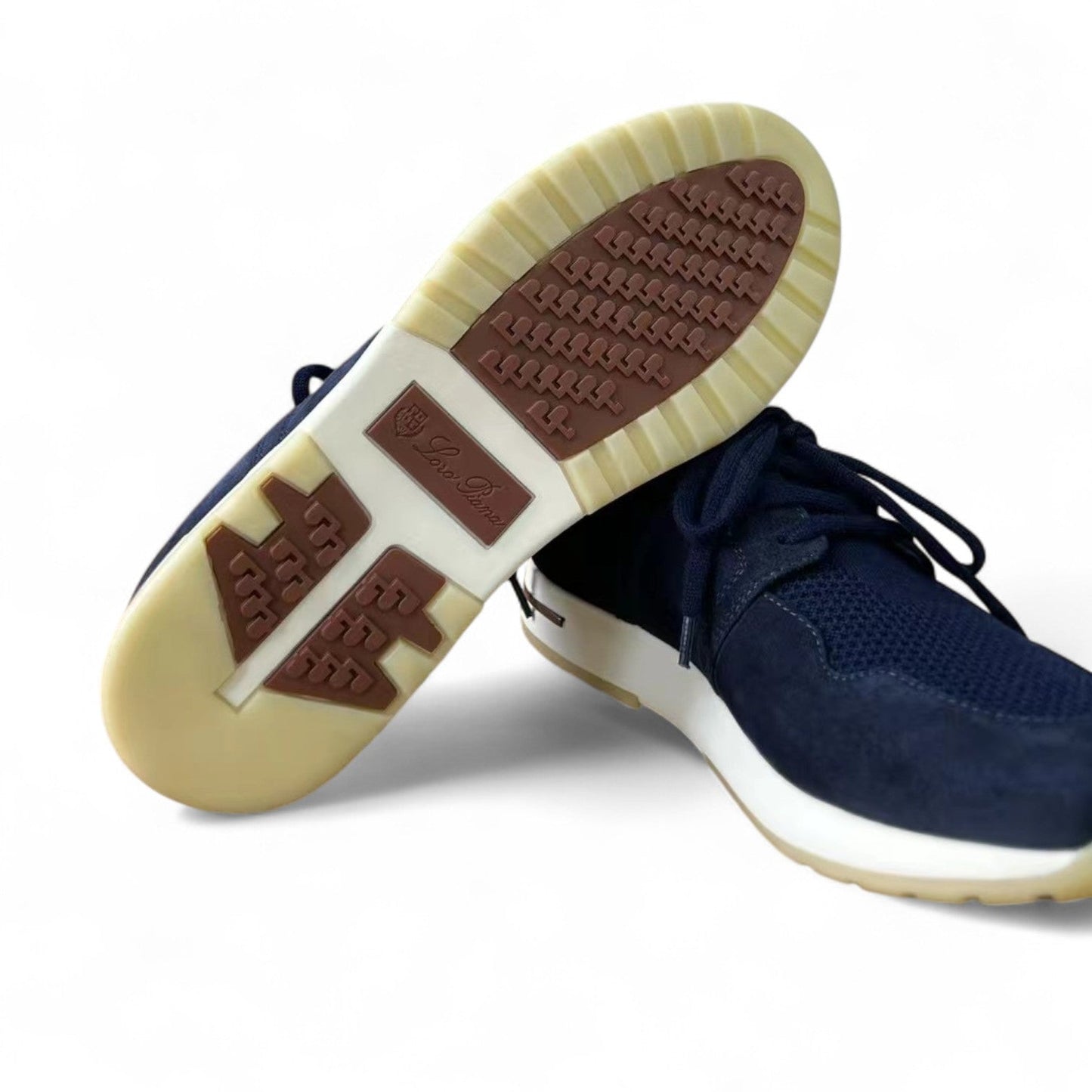 LORO PIANA FLEXY SUEDE KINTTED WOOL DARK BLUE SNEAKERS