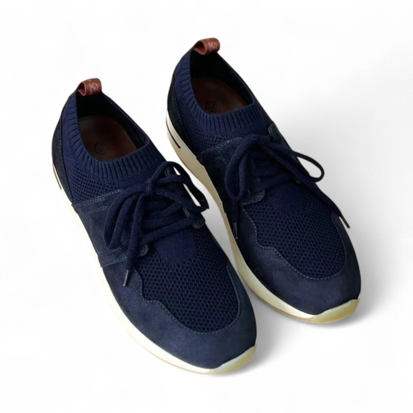 LORO PIANA FLEXY SUEDE KINTTED WOOL DARK BLUE SNEAKERS