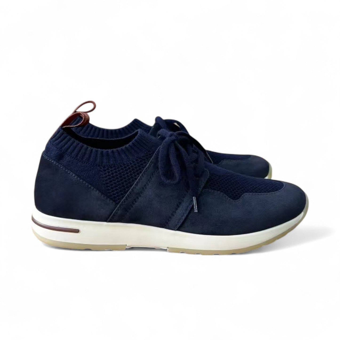 LORO PIANA FLEXY SUEDE KINTTED WOOL DARK BLUE SNEAKERS