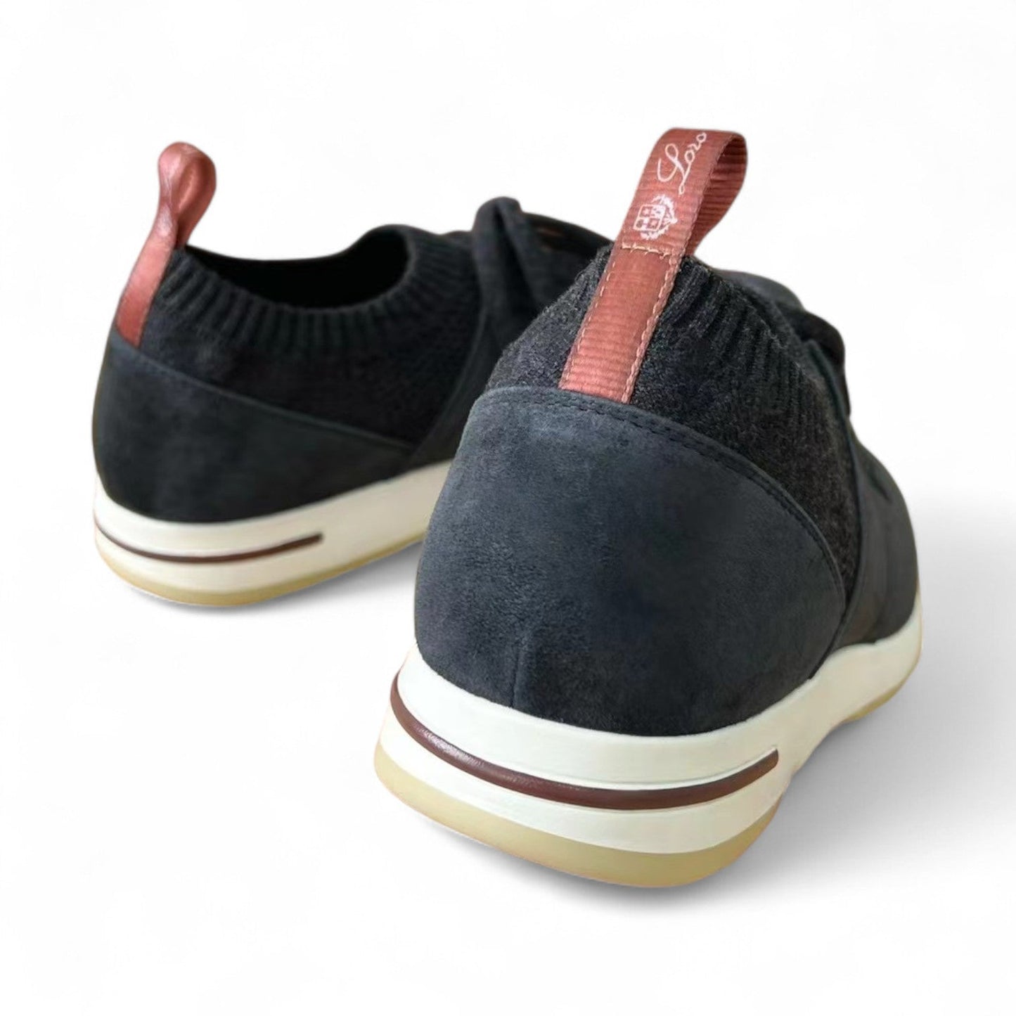 LORO PIANA FLEXY SUEDE KINTTED WOOL BLACK SNEAKERS