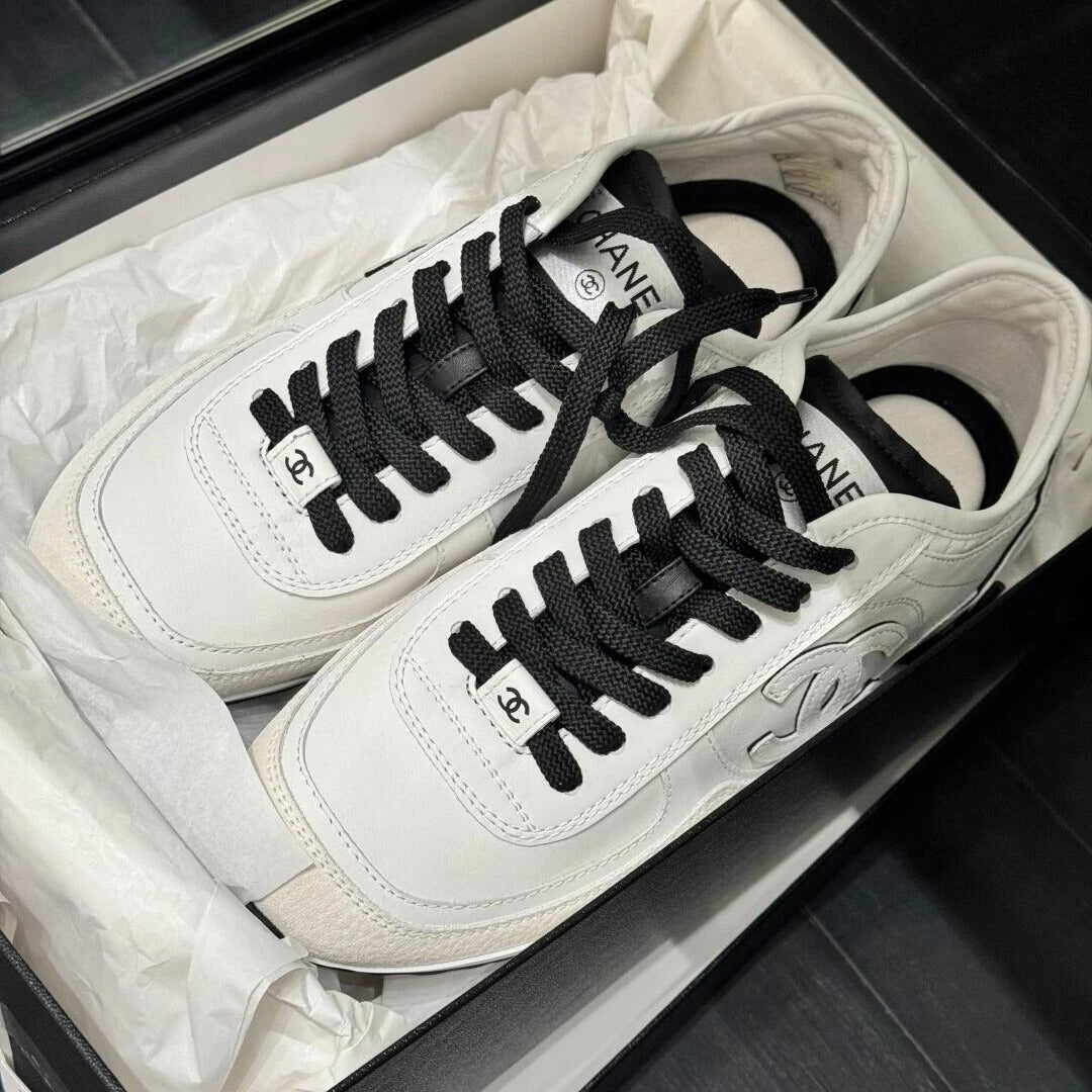 CHANEL SUEDE CALFSKIN WHITE SNEAKERS