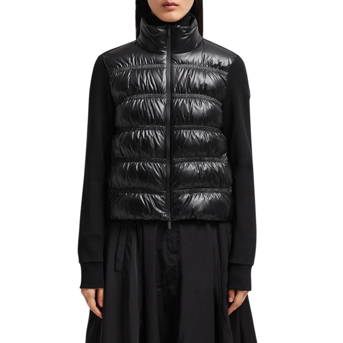 MONCLER PADDED ZIP-UP WOMEN BLACK JACKET