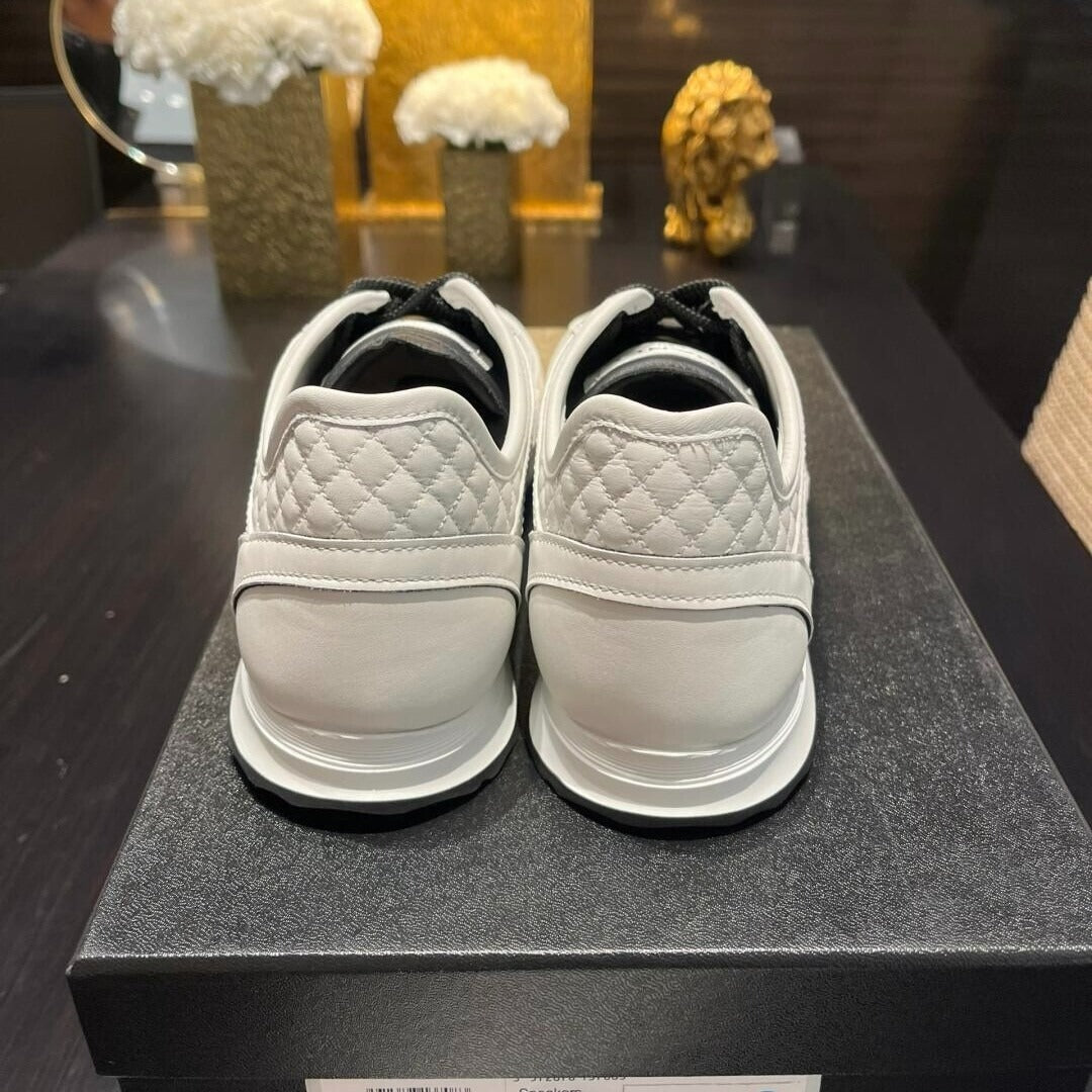 CHANEL SUEDE CALFSKIN WHITE SNEAKERS