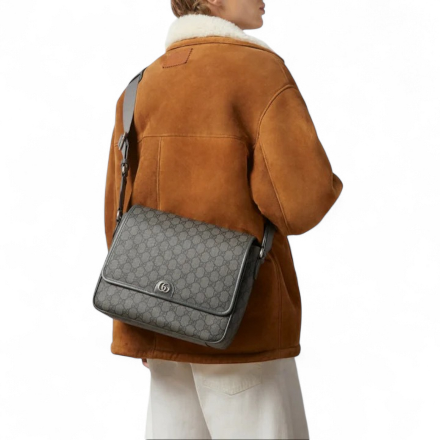 GUCCI OPHIDIA MEDIUM MESSENGER GREY BAG
