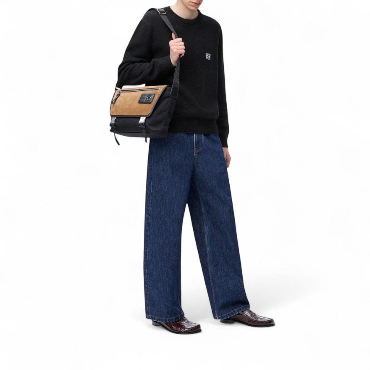 LOEWE JERSEY STICH WOOL MEN BLACK SWEATSHIRT