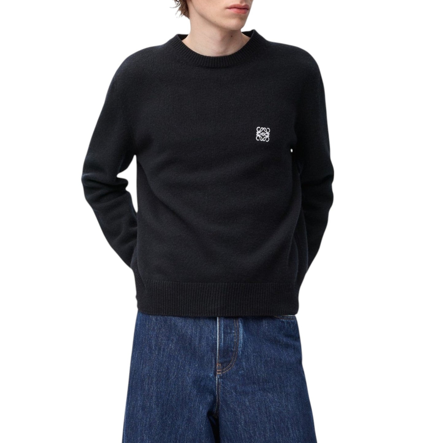 LOEWE JERSEY STICH WOOL MEN BLACK SWEATSHIRT