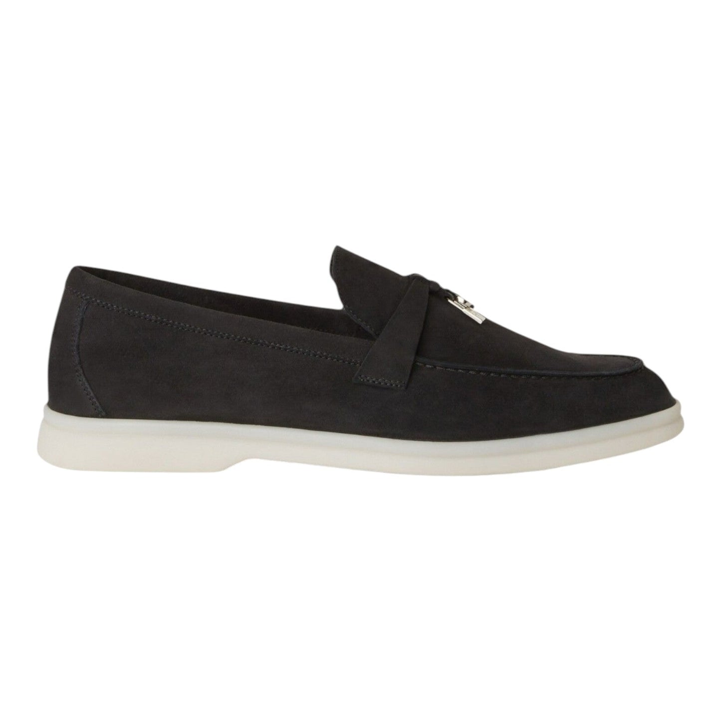 LORO PIANA SUMMER CHARMS WALK SUEDE WOMEN BLACK LOAFER