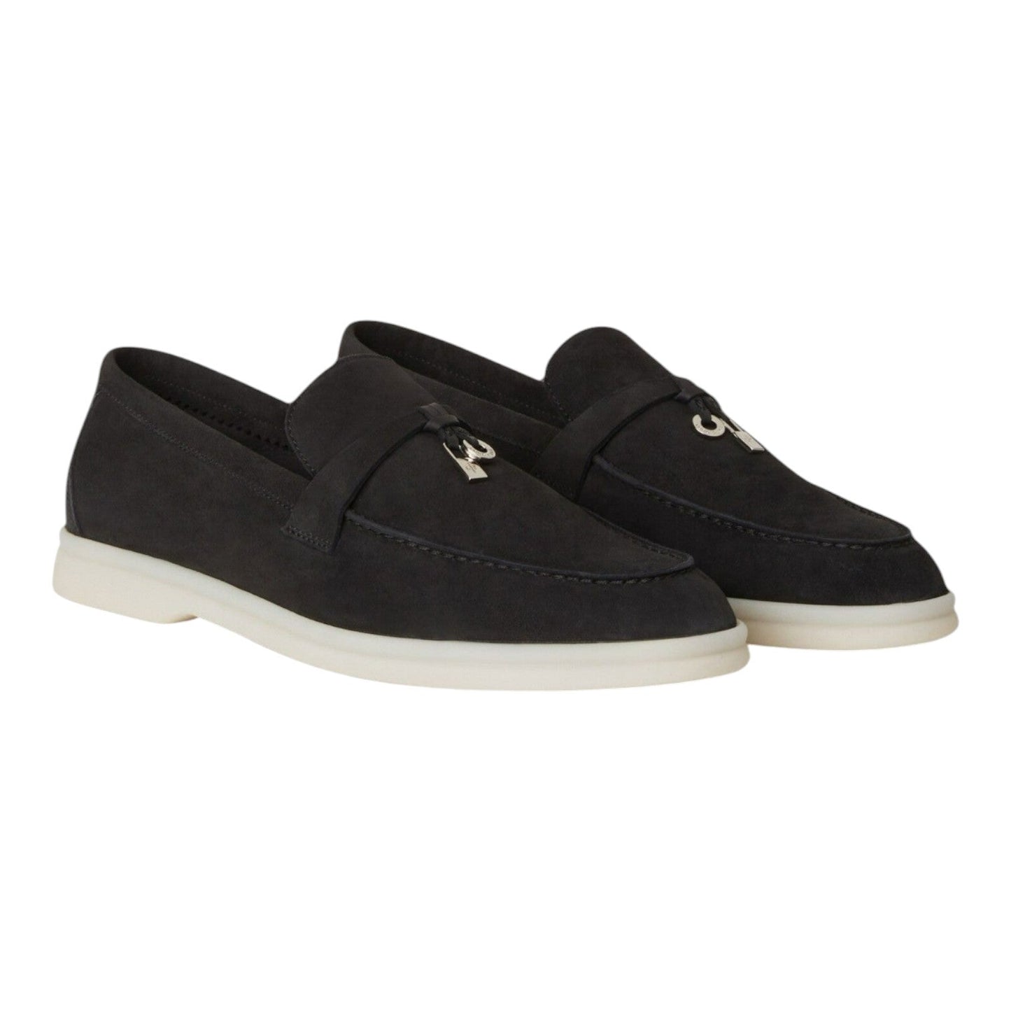 LORO PIANA SUMMER CHARMS WALK SUEDE WOMEN BLACK LOAFER