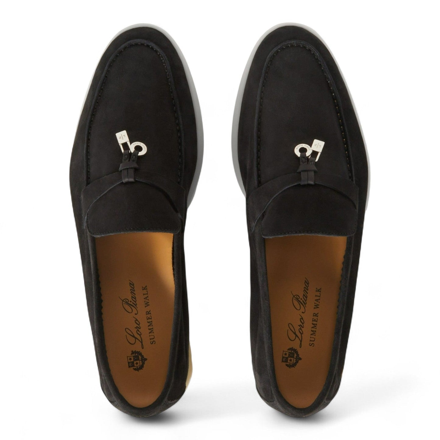 LORO PIANA SUMMER CHARMS WALK SUEDE WOMEN BLACK LOAFER