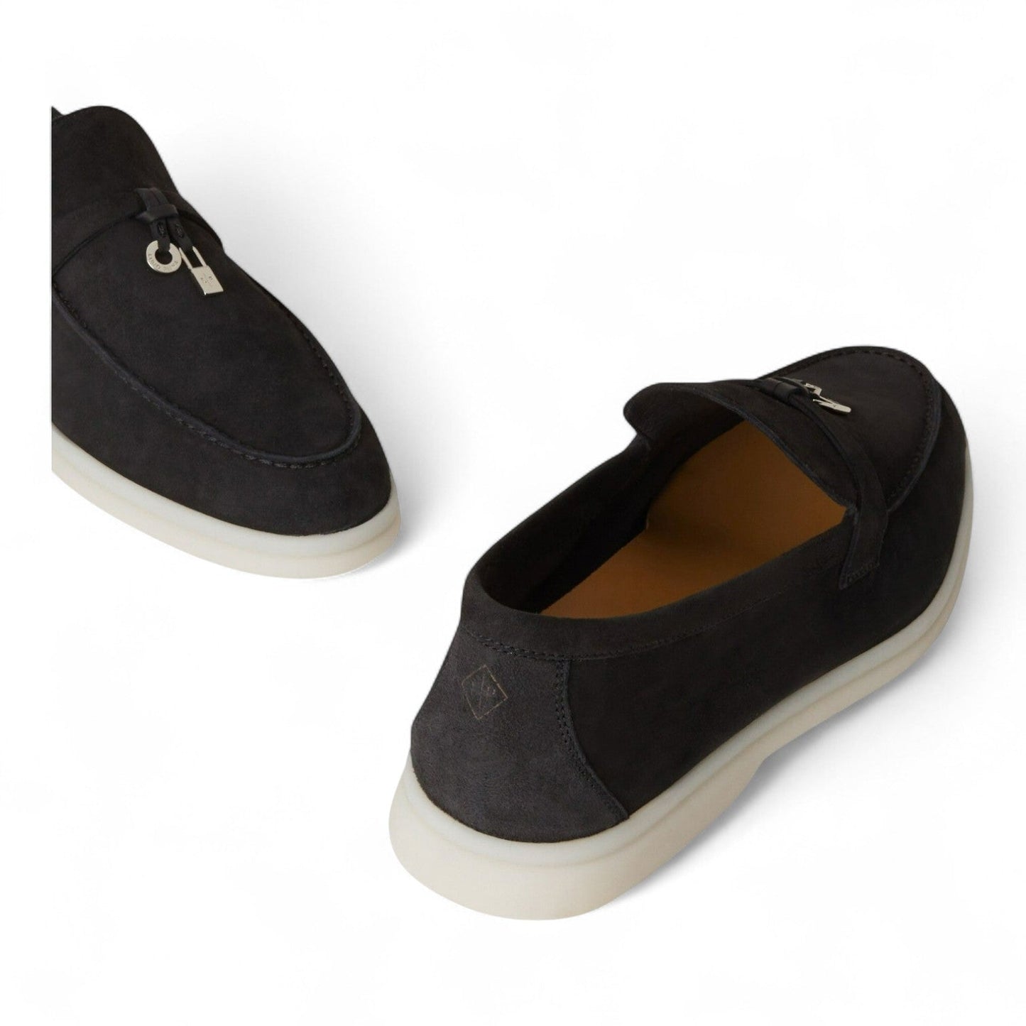 LORO PIANA SUMMER CHARMS WALK SUEDE WOMEN BLACK LOAFER