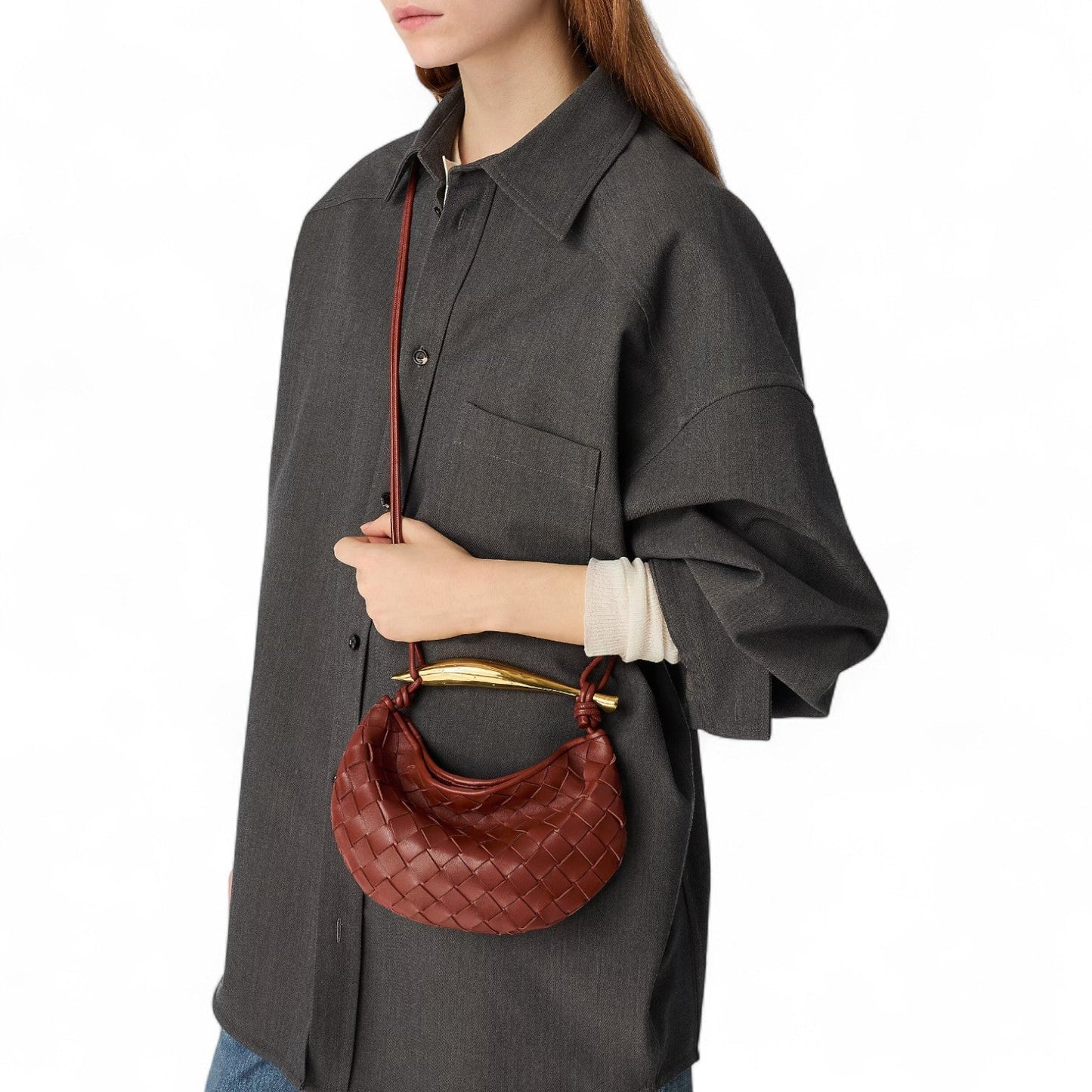 BOTTEGA VENETA BABY SARDINE BROWN BAG