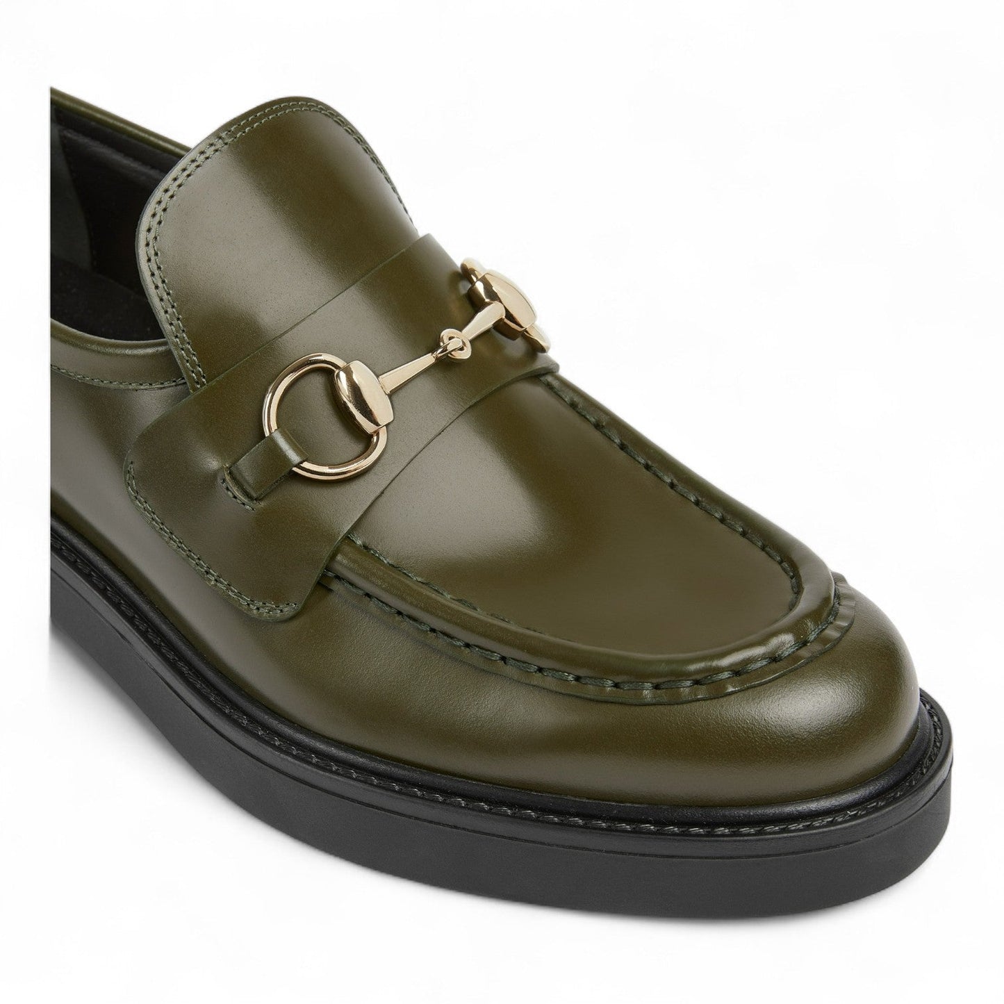 GUCCI WOMEN'S GREEN LOAFER WITH HORSEBIT