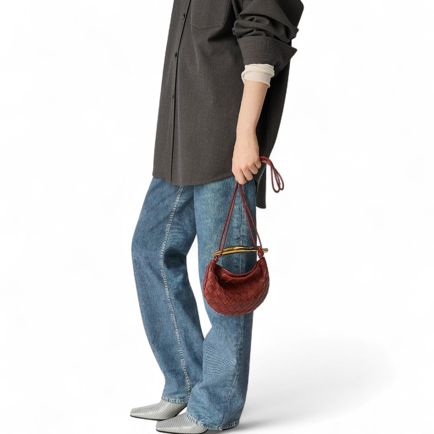 BOTTEGA VENETA BABY SARDINE BROWN BAG