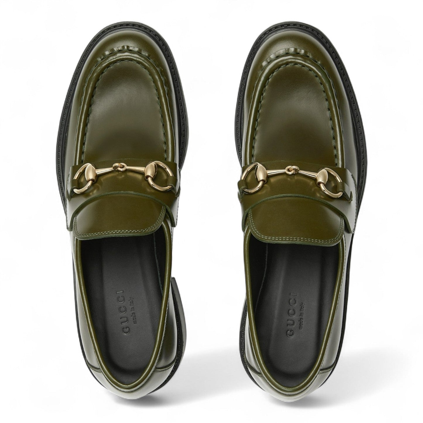 GUCCI WOMEN'S GREEN LOAFER WITH HORSEBIT