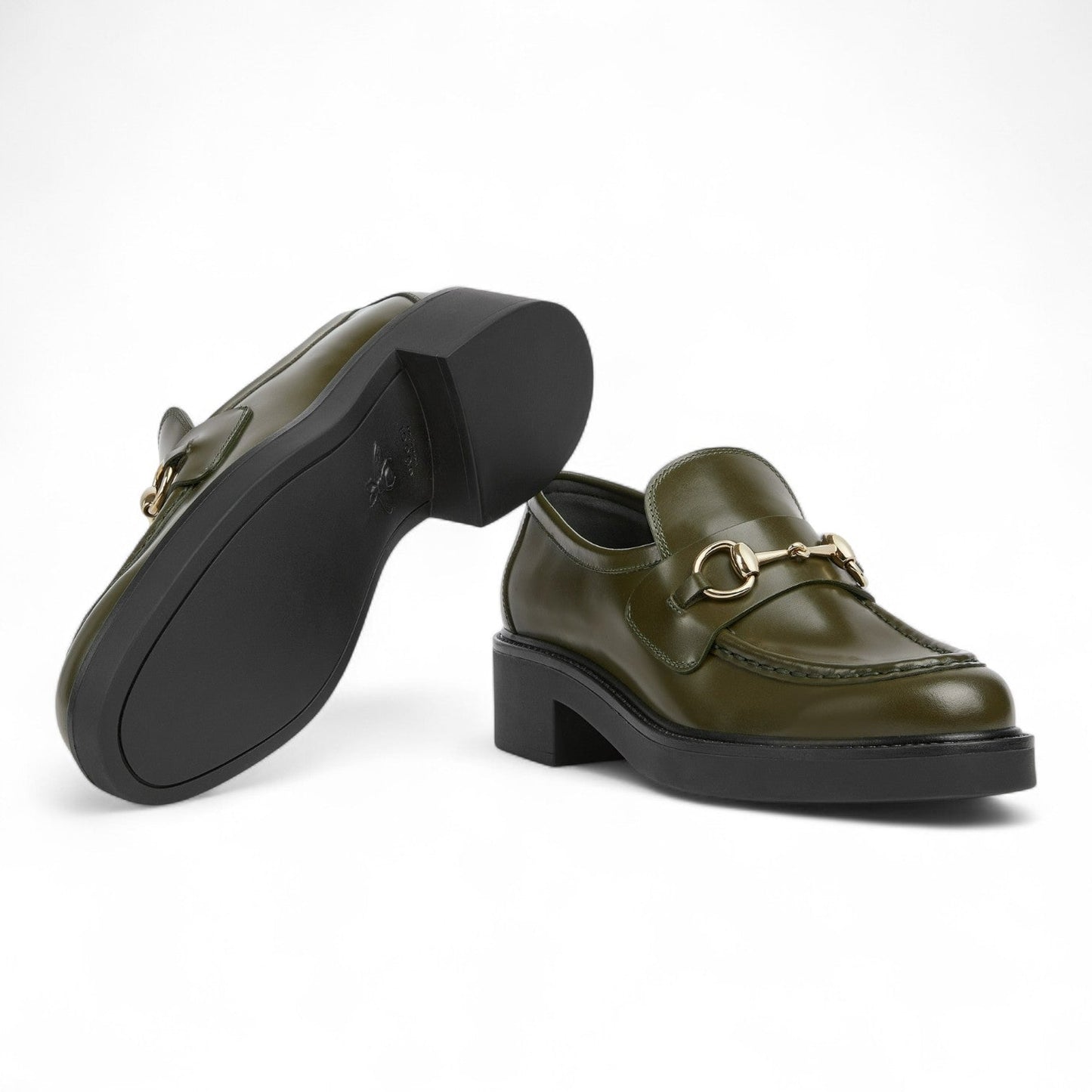 GUCCI WOMEN'S GREEN LOAFER WITH HORSEBIT