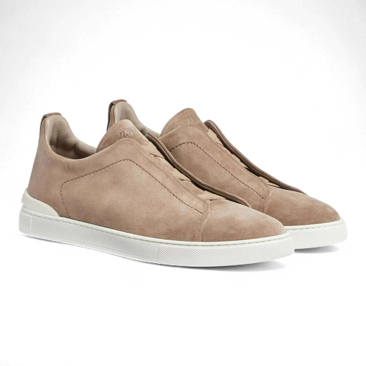 ZEGNA BEIGE SUEDE TRIPLE STITCH MEN SNEAKERS