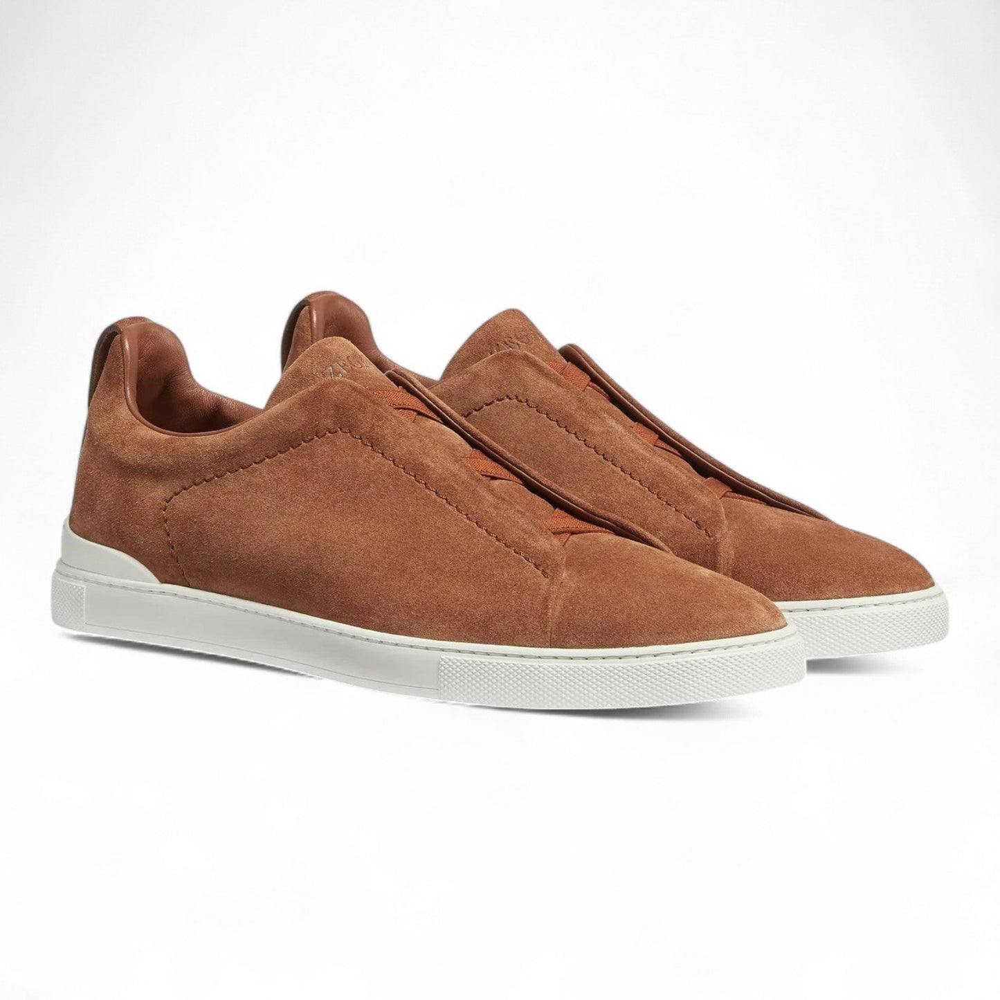 ZEGNA TOBACCO SUEDE TRIPLE STITCH MEN SNEAKERS
