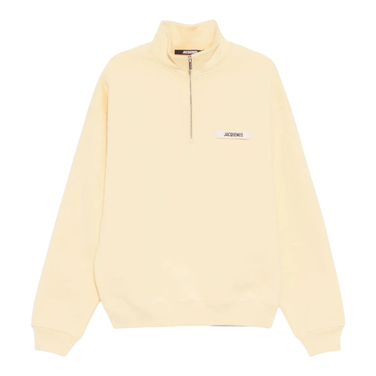 JACQUEMUS THE GROS GRAIN ZIPPED-ROLLNECK BEIGE SWEATSHIRT