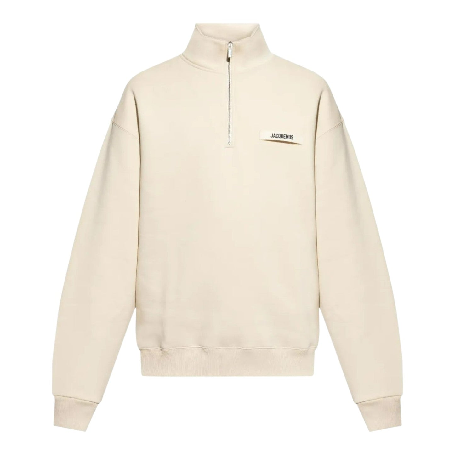 JACQUEMUS THE GROS GRAIN ZIPPED-ROLLNECK LIGHT BEIGE SWEATSHIRT