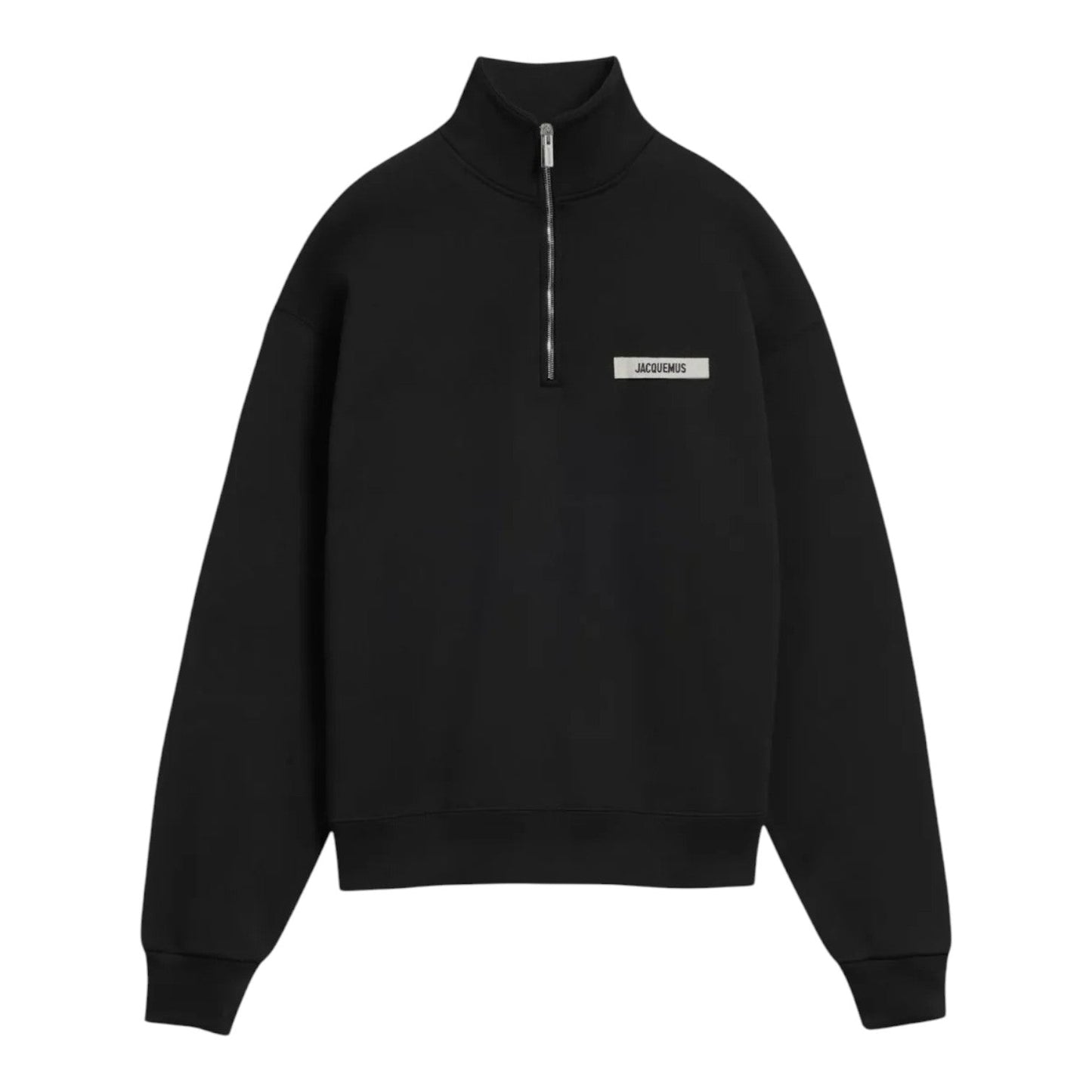 JACQUEMUS THE GROS GRAIN ZIPPED-ROLLNECK BLACK SWEATSHIRT