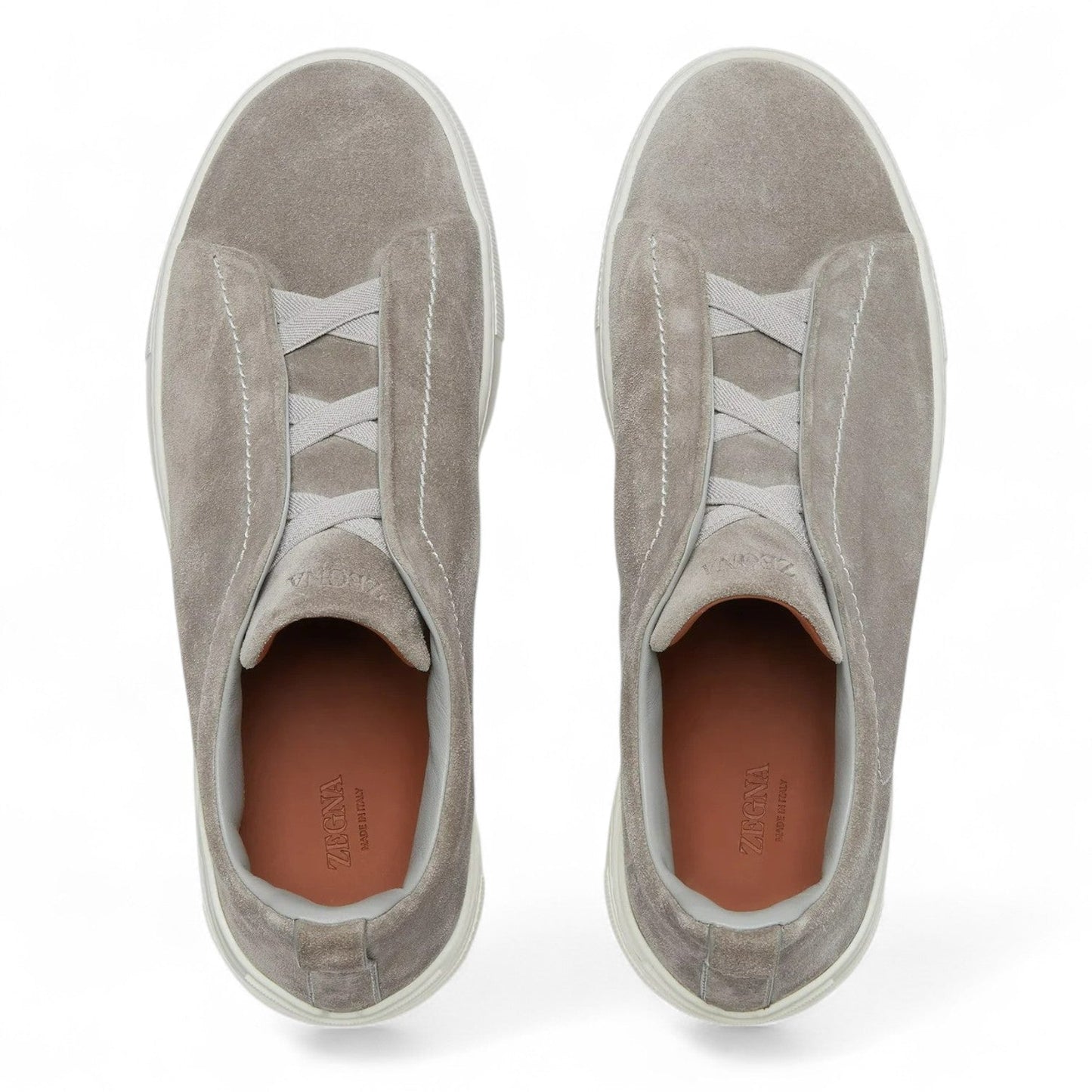 ZEGNA GREY MÉLANGE SUEDE TRIPLE STITCH MEN SNEAKERS