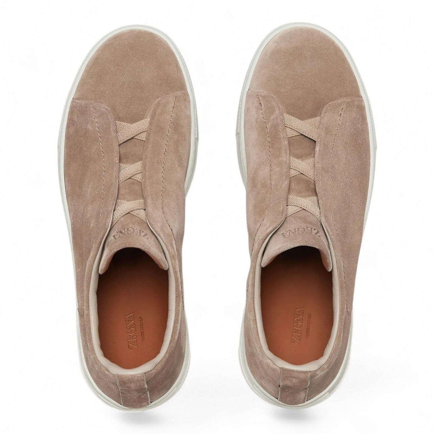 ZEGNA BEIGE SUEDE TRIPLE STITCH MEN SNEAKERS