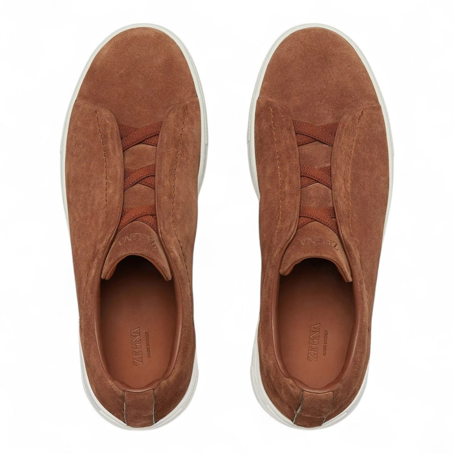 ZEGNA TOBACCO SUEDE TRIPLE STITCH MEN SNEAKERS
